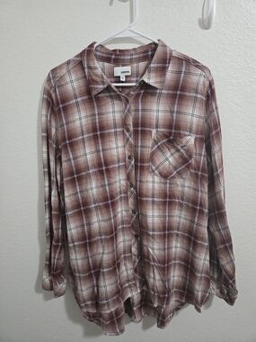 Sonoma | Maroon Plaid Button-Down Shirt